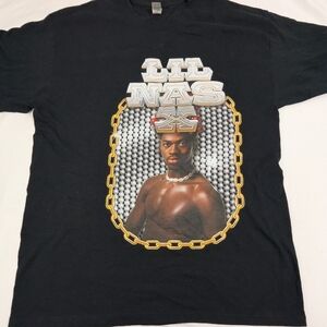 Lil Nas X NWOT Black Tshirt With Bold Graphic Of The Singer On Front Large